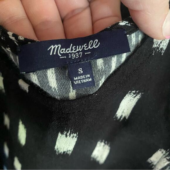 Madewell Sunbask Tank Black White Ikat Print Split Sides Blouse - Picture 4 of 8